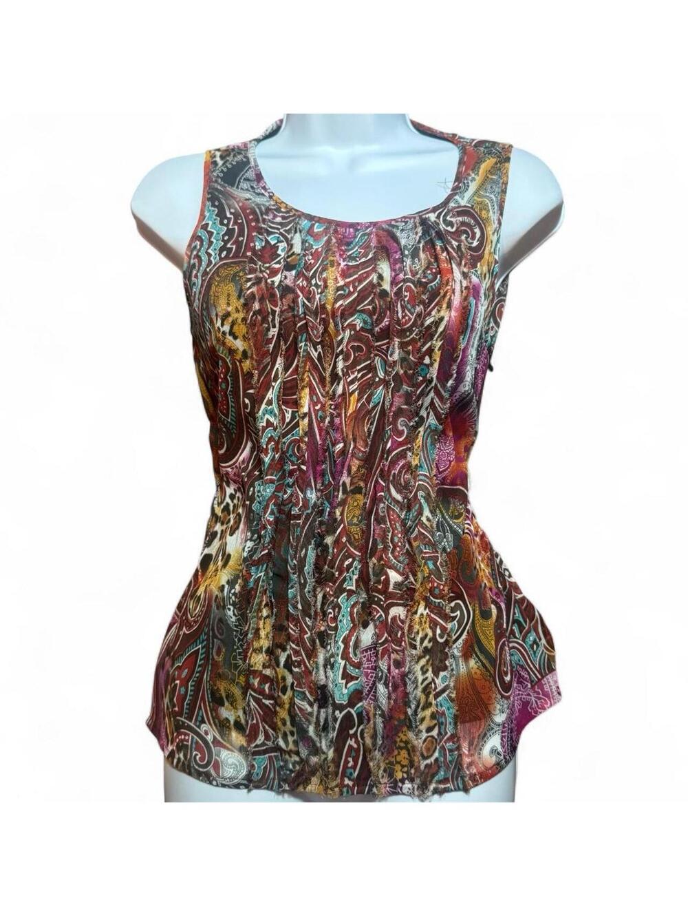 Spense Y2K Paisley Animal Print Sleeveless Top